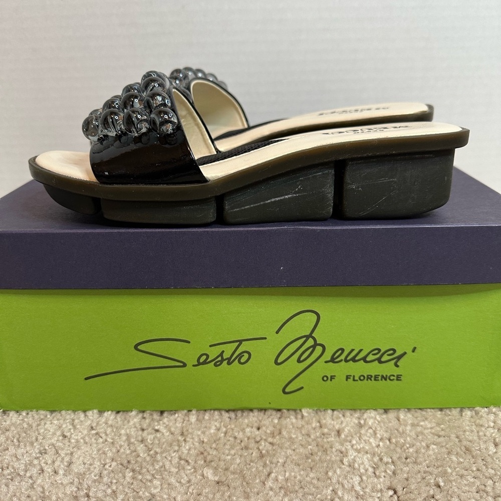 Vintage Sesto Meucci Black Beaded Slide Sandals, size 4.5M, pre loved - Picture 2 of 6
